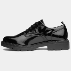 Soft Line Womens Black Patent Lace Up Shoe