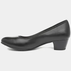 Soft Line Womens Block Heel Black Court Shoe
