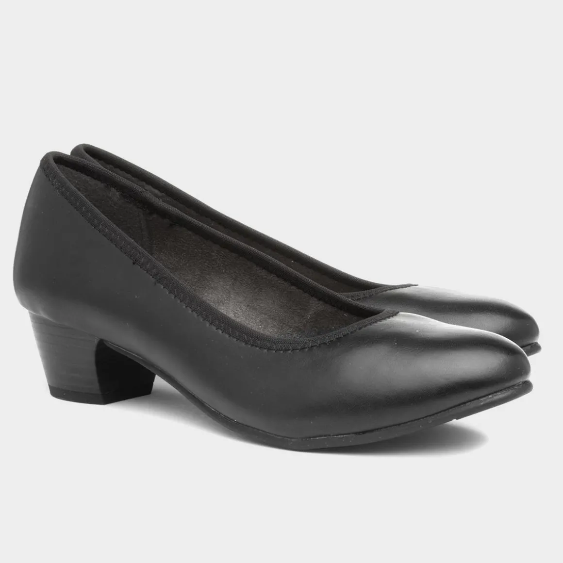 Soft Line Womens Block Heel Black Court Shoe
