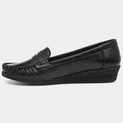 Softlites Delia Womens Black Moccasin Loafer Shoe