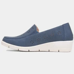 Softlites Della Womens Navy Casual Loafer Shoe