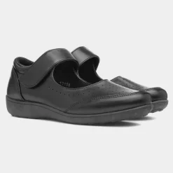Softlites Demi Womens Black Easy Fasten Shoe