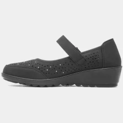 Softlites Dorit Womens Black Easy Fasten Shoe