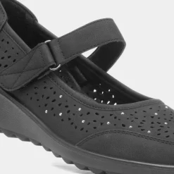 Softlites Dorit Womens Black Easy Fasten Shoe