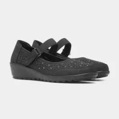 Softlites Dorit Womens Black Easy Fasten Shoe