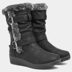 Softlites Jo Womens Faux Fur Boot in Black