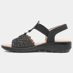 Softlites Serenity Womens Black Diamante Sandal