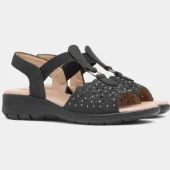 Softlites Serenity Womens Black Diamante Sandal