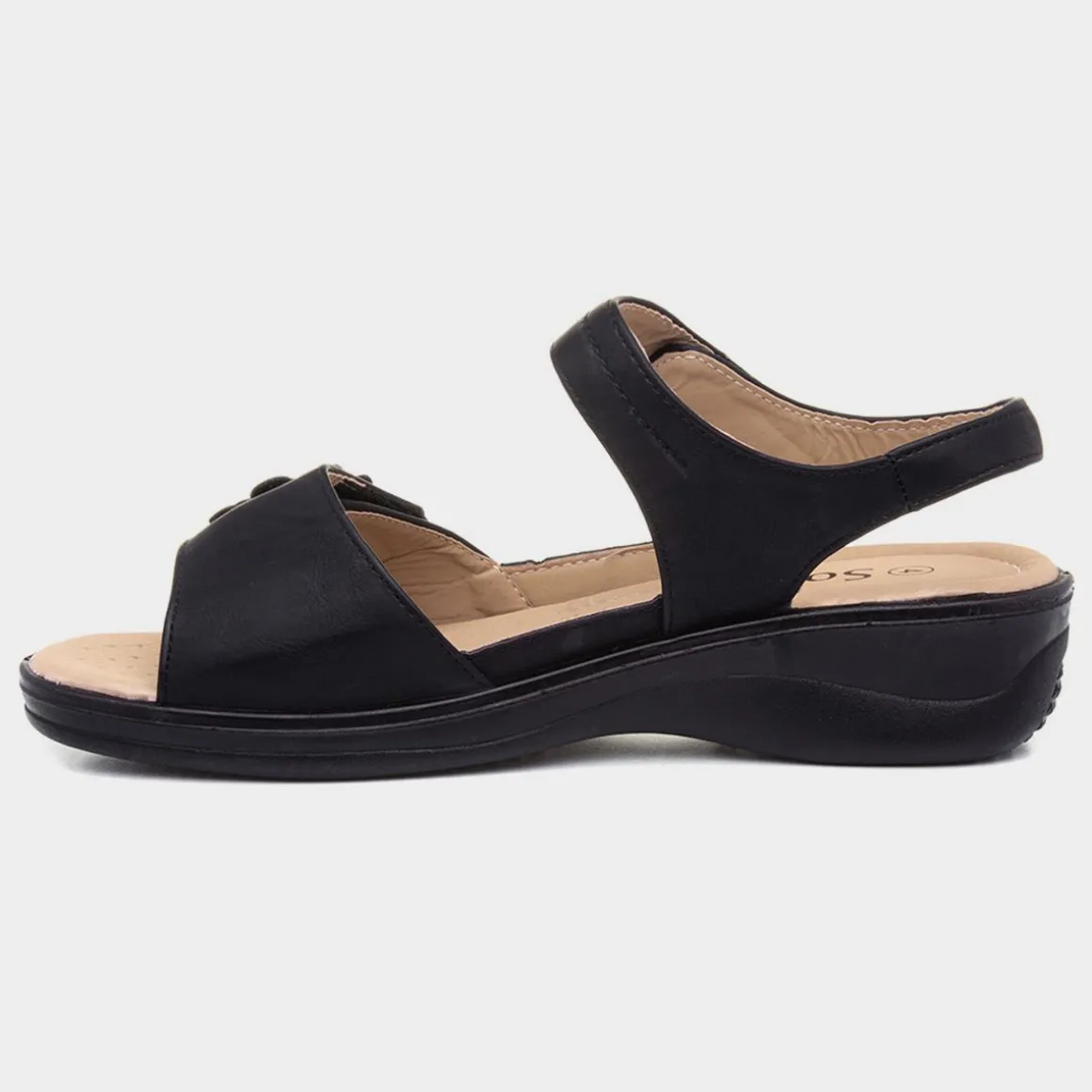 Softlites Shelby Womens Black Easy Fasten Sandal