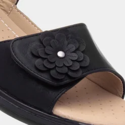 Softlites Shelby Womens Black Easy Fasten Sandal