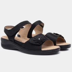 Softlites Shelby Womens Black Easy Fasten Sandal