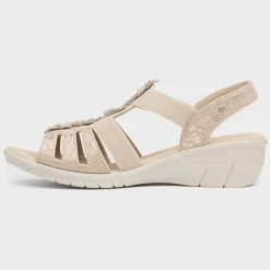 Softlites Sienna Womens Beige Flower Sandal