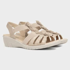 Softlites Sienna Womens Beige Flower Sandal