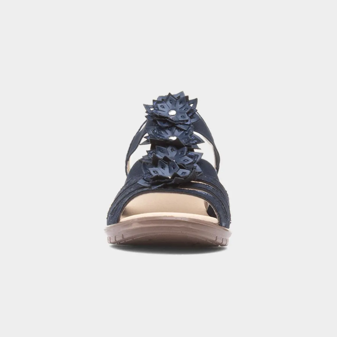 Softlites Sindy Womens Navy Wedge Flower Sandal