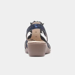 Softlites Sindy Womens Navy Wedge Flower Sandal