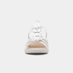 Softlites Sindy Womens White Wedge Flower Sandal