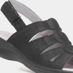 Softlites Synthia Womens Black Strappy Sandal