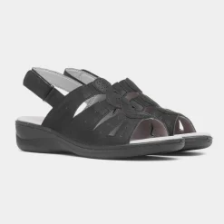 Softlites Synthia Womens Black Strappy Sandal