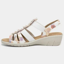 Softlites Womens White Floral Sandals