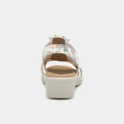 Softlites Womens White Floral Sandals