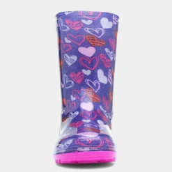 Sunny Girls Purple Love Hearts Welly