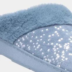 The Slipper Company Flora Womens Blue Mule Slipper