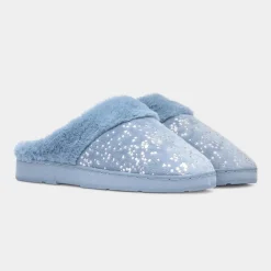 The Slipper Company Flora Womens Blue Mule Slipper