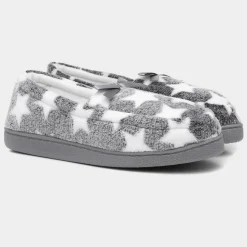 The Slipper Company Lyla Womens Grey Star Moccasin