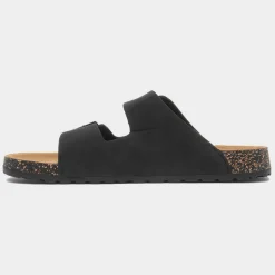 Totes Mens Black Double Buckle Sandal