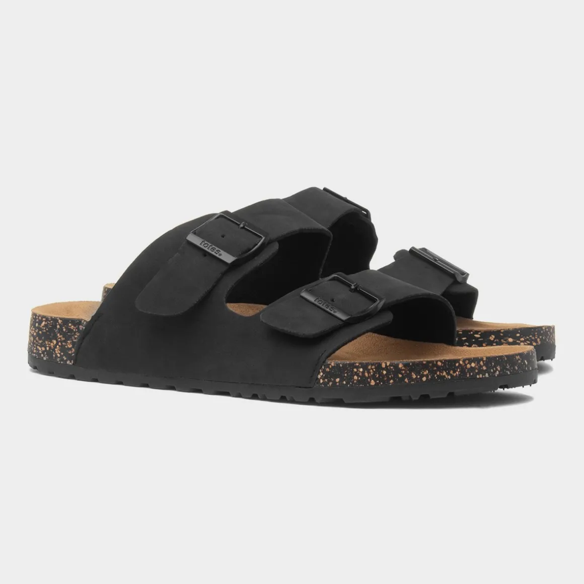 Totes Mens Black Double Buckle Sandal