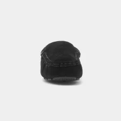 Totes Mens Black Moccasin Suede Slipper