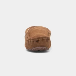 Totes Mens Tan Moccasin Suede Slipper