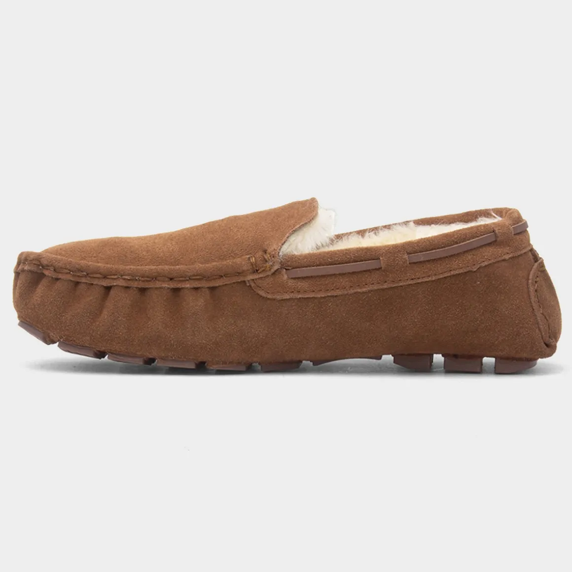 Totes Mens Tan Moccasin Suede Slipper