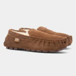 Totes Mens Tan Moccasin Suede Slipper