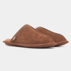 Totes Mens Tan Suede Mule Slipper