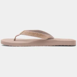 Totes Womens Nude Beaded Toe Post Sandal