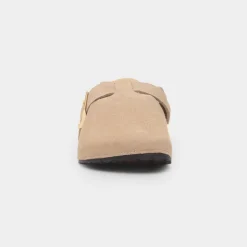 Totes Womens Sand Suede Mule Sandal