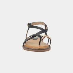 Truffle Aelia Womens Black Toe Post Sandal
