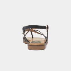 Truffle Aelia Womens Black Toe Post Sandal