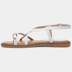 Truffle Aelia Womens White Toe Post Sandal
