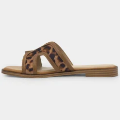 Truffle Alice Womens Tan Leopard Mule Sandal