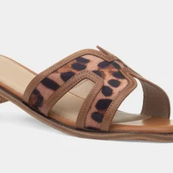 Truffle Alice Womens Tan Leopard Mule Sandal