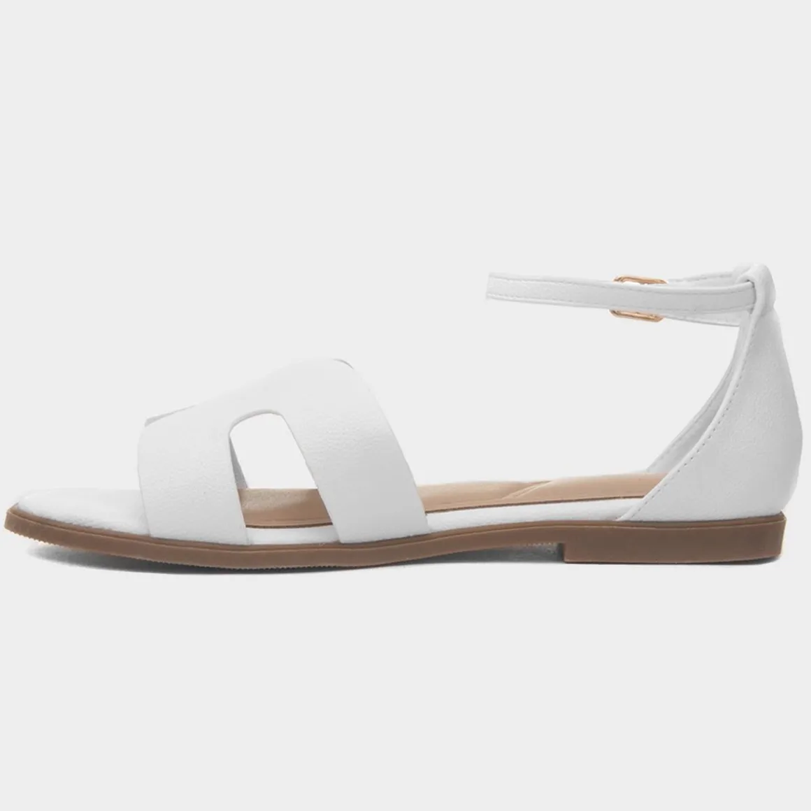 Truffle Bay Womens White Buckle Sandal