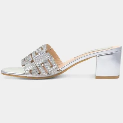 Truffle Billie Womens Silver Diamante Heel