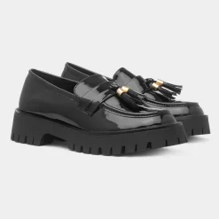 Truffle Cherie Womens Black Patent Chunky Loafer
