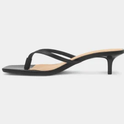 Truffle Dua Womens Black Heeled Toe Post Sandal