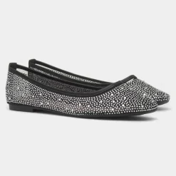 Truffle Georgia Womens Black Wider Fit Ballerina