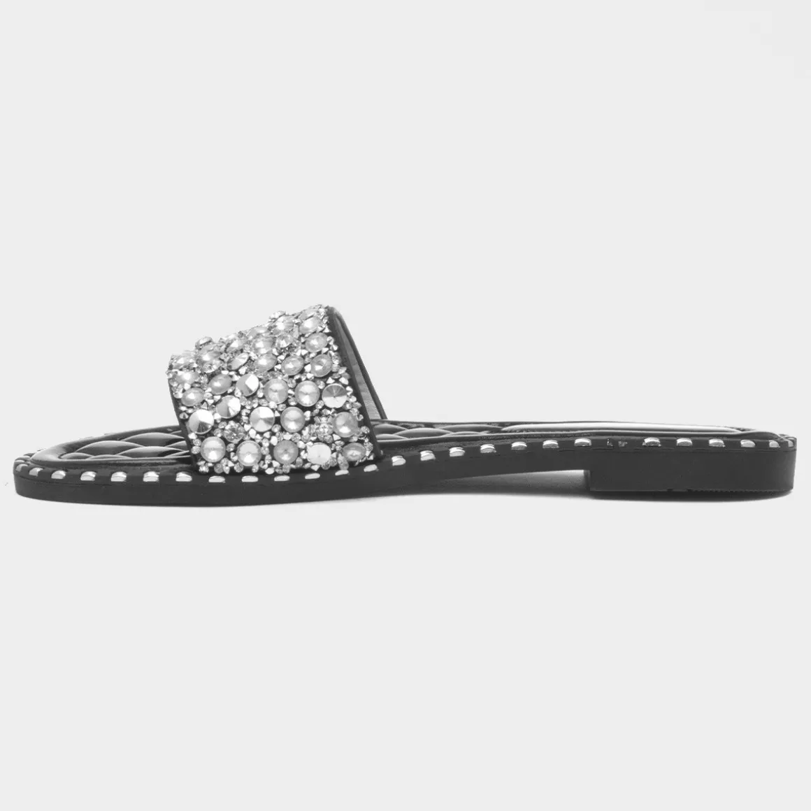 Truffle Gia Womens Black Flat Mule Sandal