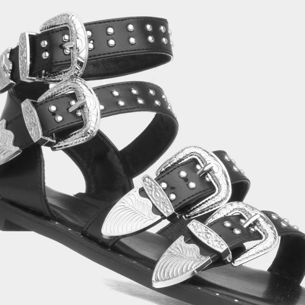 Truffle Jolene Womens Black Buckle Sandal