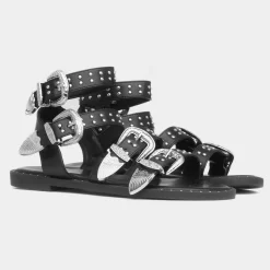 Truffle Jolene Womens Black Buckle Sandal